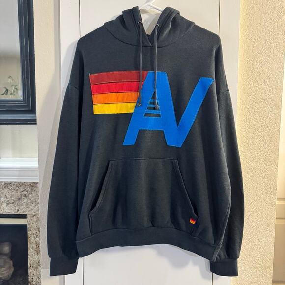 Aviator Nation LOGO PULLOVER RELAXED  Unisex HOODIE CHARCOAL Made in USA Small - Picture 3 of 8